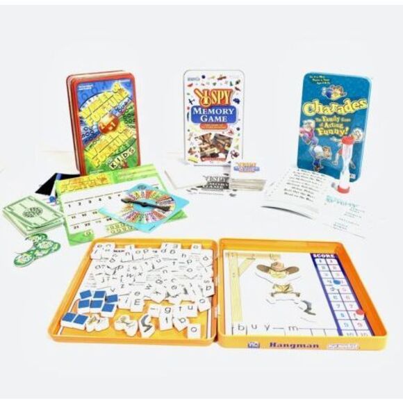 Collectible Tin Kids Travel Games I SPY Memory Charades Hangman Wheel of Fortune - Picture 3 of 3